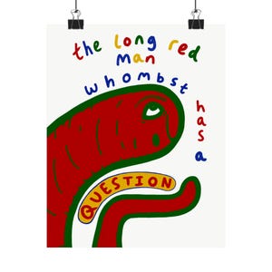 The Long Red Man Art Print, 8 x 10 Poster