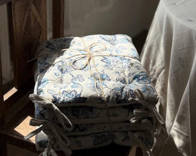 Hemp Seat Cushions, Dining Chair Cushions, Boho Chait Pad for Indoor/Outdoor, Sustainable Home