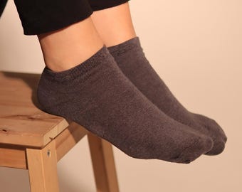 Ankle Hemp Socks, Natural Fiber Socks, Organic Gray Socks, Eco Friendly Gift