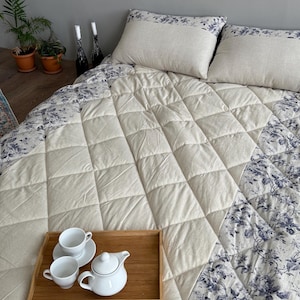 Organic Linen Bedding Set: Hemp Filler Quilted Coverlet & Pillowcases