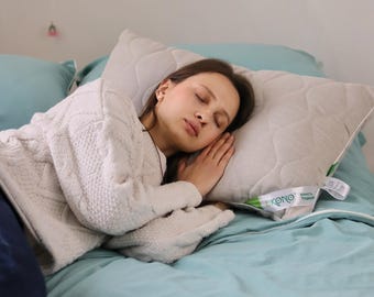 Kussen van biologische hennep, natuurlijk slaapkussen, duurzame kussensloop