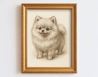 ポメラニアンの鉛筆画プリント - アーティスト Gary Tymon による