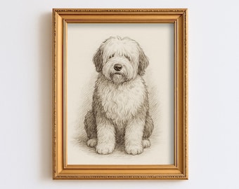オールド・イングリッシュ・シープドッグ oes 犬アート肖像画 LA