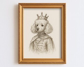 トイプードルの鉛筆画アートプリント｜サイン入り限定版、A4サイズ