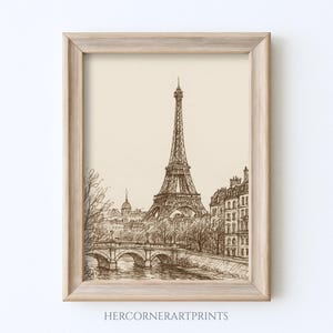Vintage Paris City Sketch Print Line Wall Art Architectural Urban Cityscape Drawing Digital Instant Download