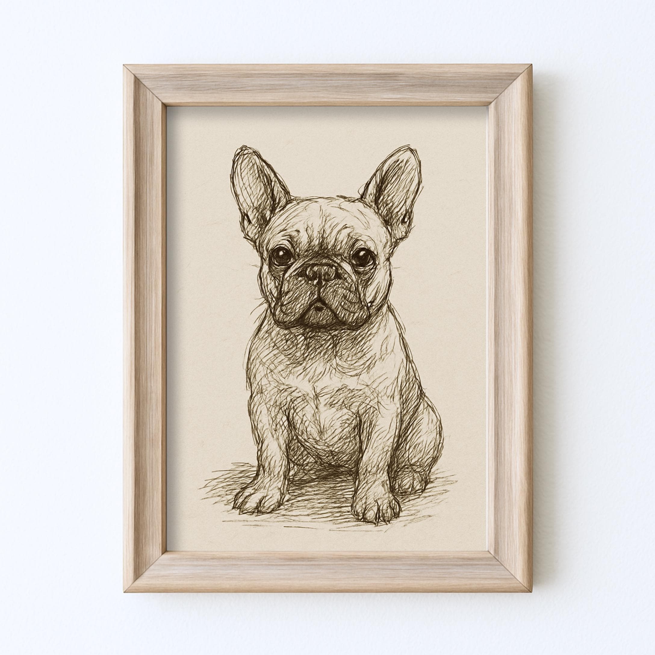 ヴィンテージ フレンチブルドッグ スケッチ画 ペット ミニマルライン