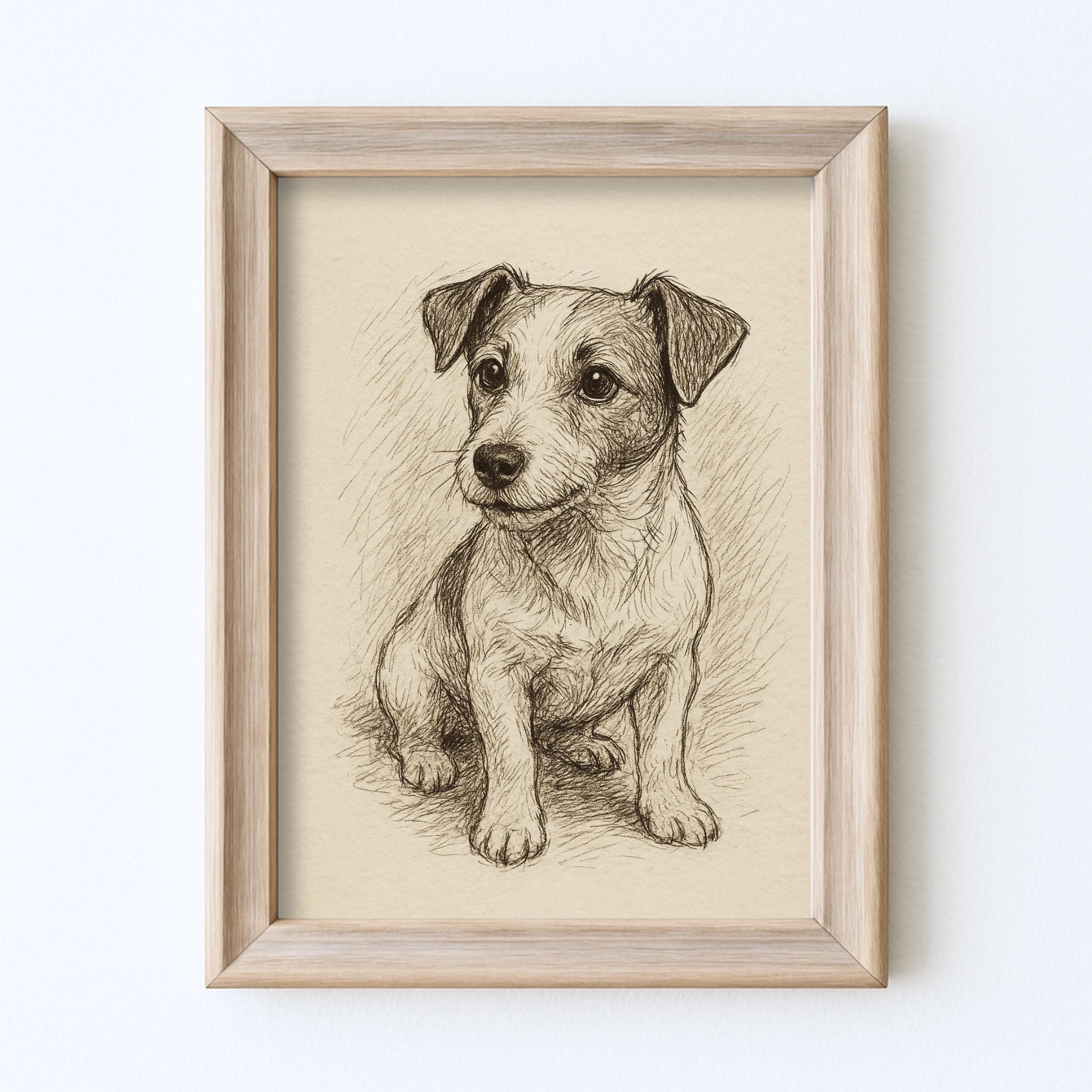 ヴィンテージ ジャック・ラッセル・テリア 犬のスケッチ画 ペット