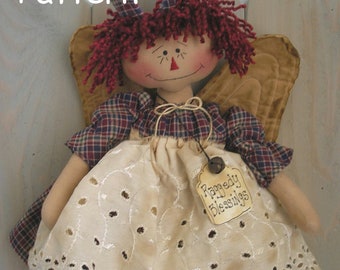 PDF E- Pattern #13 Raggedy Ann Angel Primitive Folk Art Annie Cloth Doll Country Decor Sewing Craft