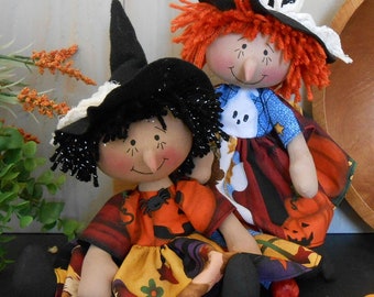 PDF E Pattern # 80 Raggedy Halloween Witch Doll Primitive Folk Art Fabric Sewing Craft