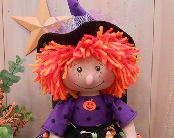 PDF E-Pattern #114 Primitive Raggedy Witch Halloween Ann Doll Country Folk Art Cloth Doll Couture Artisanat