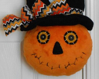 Halloween Jack Pumpkin Door Knob Decor #82 PDF Sewing e Pattern Folk Art Raggedy Primitive Holiday Cloth Craft