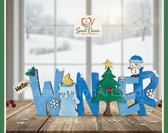 Winter Snowman Shelf Sitter SVG, Christmas Laser Cut File, 3D Layered Wood Sign, Holiday Decor Digital File