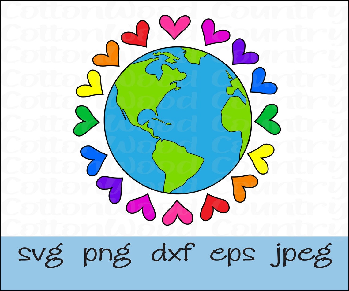 Earth Day Svg Planet Svg Hearts Svg Love Earth Save The Etsy