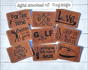 Golf SVG, Leather Patch SVG, Golf Patch, Golf Gifts, Golf Hat, Laser Cut File, Glowforge File, Engrave, Cut/Faux Stitching, Love Golf