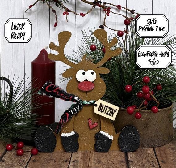 Reindeer Laser File, Reindeer SVG, Laser svg File, Christmas SVG, Rudolph Laser, Wood Craft, Glowforge File