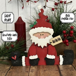 Santa Laser File | Christmas Laser | Laser Cut File | Christmas SVG | Gift | Santa Claus svg |  Glowforge File