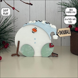 Fichier laser bonhomme de neige, bonhomme de neige SVG, fichier svg laser, Noël SVG, cadeau, flocon de neige, laser de Noël, gardienne d'étagère | À utiliser avec Glowforge