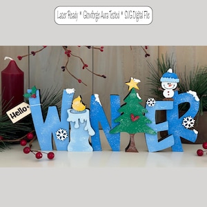 Winter SVG, Christmas SVG, Winter Laser File, Snowman svg, Christmas Laser File, Shelf Sitter, Winter, Laser Cut Files, Gift, Decor