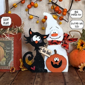 Halloween SVG, Laser File, Ghost, Cat, Pumpkin, Laser Cut File, Black Cat, Farmhouse Laser, Halloween, Wood Laser, Glowforge File