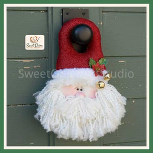 Primitive Santa Doll Sewing Pattern PDF, Christmas Door Knob Hanger Craft, Raggedy Folk Art Holiday Download