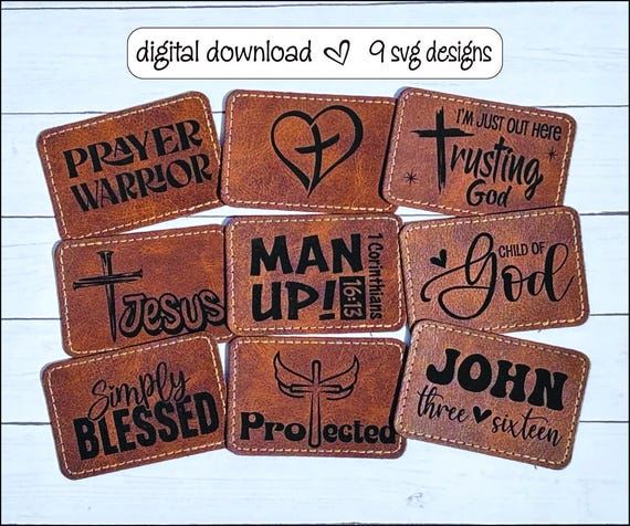 Faith SVG, Faith Patches, Leather Patch SVG, Christian Gifts, Christain Hat Patch, Jesus, Glowforge Laser File, Engrave, Cut/Faux Stitching