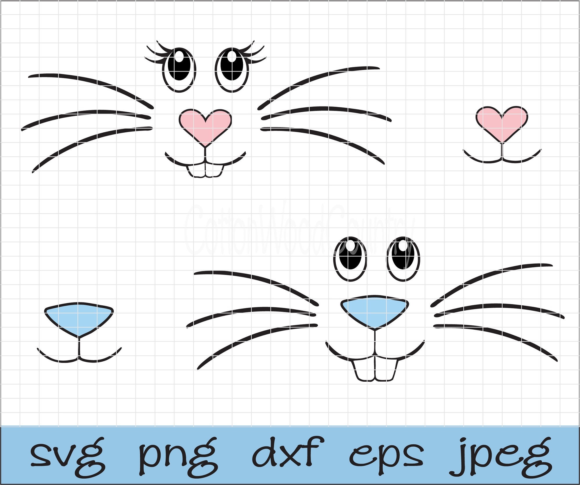 Bunny Face SVG cut Files Cricut svg png dxf eps jpeg Easter - Etsy 日本