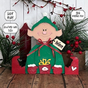 Elf Laser File | Elf SVG | Laser Cut File | Christmas SVG | Gift | Wood Laser | Farmhouse Laser | Glowforge File