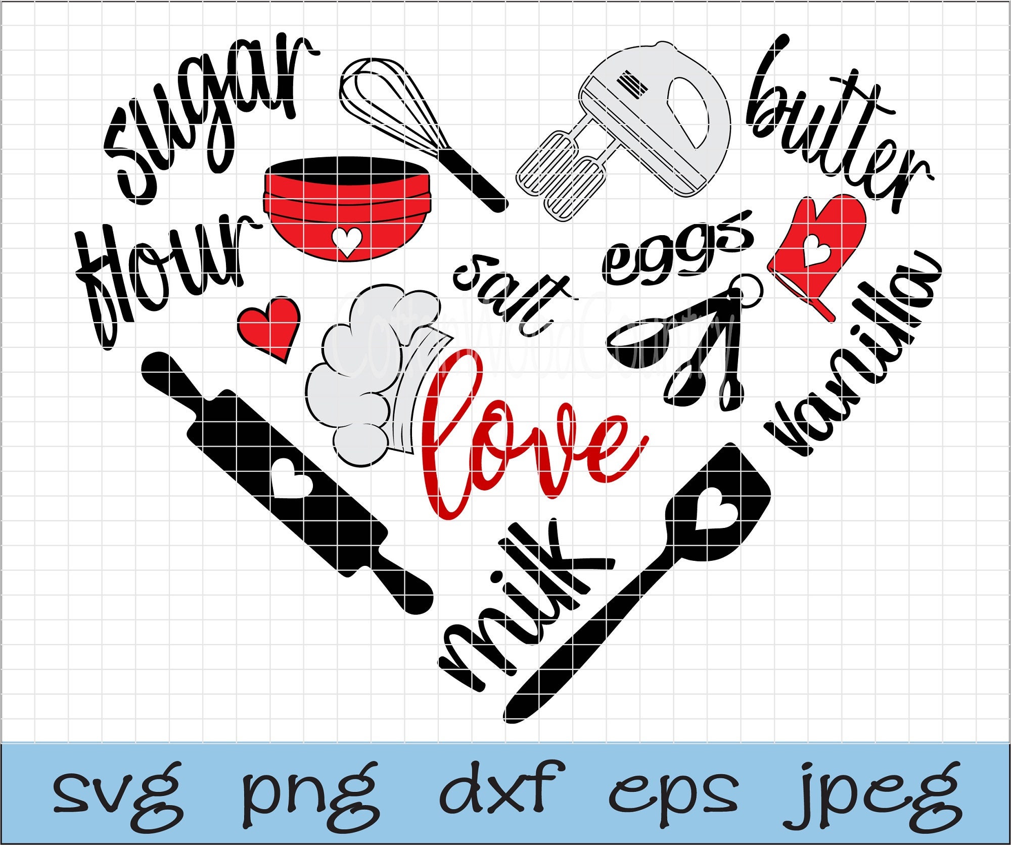 I Love Baking Svg Baking Heart Svg Cooking SVG Kitchen Svg Etsy