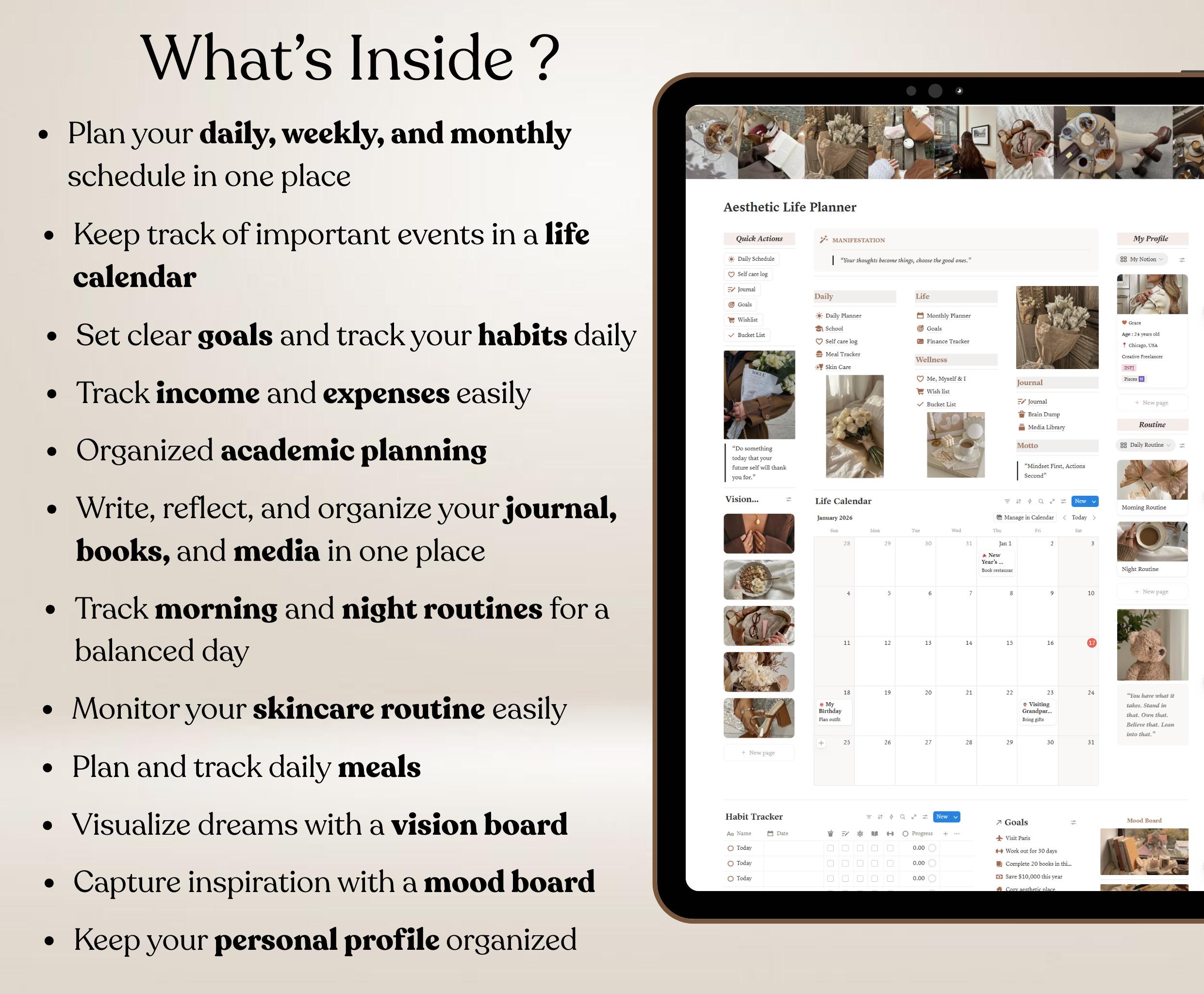 2026 Life Planner Notion Template | All-in-one Dashboard (digital) - Etsy