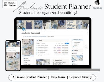 Academic Student Planner Notion Dashboard | Student Life Organization Template