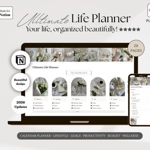 Ultimate Notion Life Planner Template | Minimalist All-in-One Dashboard