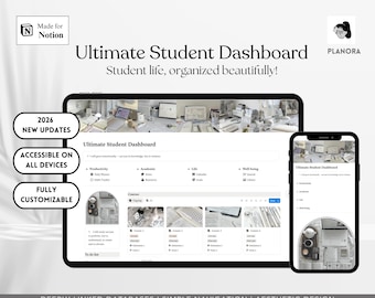 Notion Student Planner Dashboard, Academic, Life, Well-being, All in one Organizer (Digital Download)
