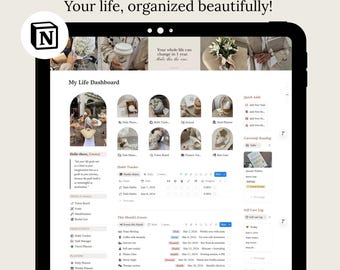 2026 All In One Life Planner Minimal Notion Dashboard Template Aesthetic Daily Personal Planner for ADHD Notion Template Digital Planner