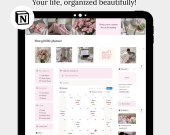 That Girl Life Planner Notion Template Dashboard Notion Planner Aesthetic Digital Planner Budget Tracker Productivity Template