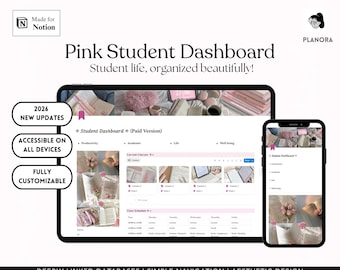 Pink Student Dashboard | Notion Template