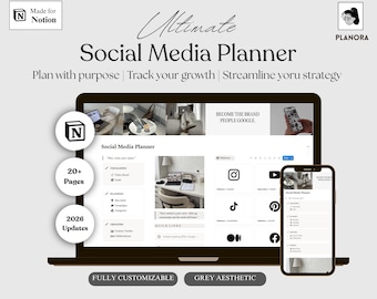 Aesthetic Notion Social Media Planner for Content Creators and Online Business Owners Content Marketing Calendar for Social Media Managers