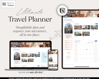 Notion Template Travel Planner Vacation Planner Holiday Planner Notion Planner, Travel Journal Itinerary Travel Organizer Notion Templates