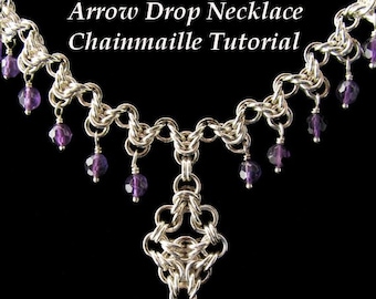 Chainmaille Tutorial for Arrow Drop Pendant or Earrings PDF Instructions Only