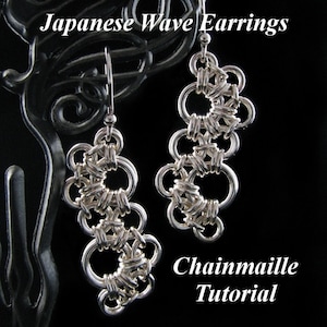 Chainmaille Tutorial for Japanese Wave Earrings PDF Instructions Only image 1