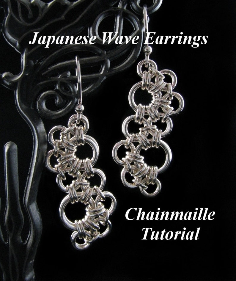 Chainmaille Tutorial for Japanese Wave Earrings PDF Instructions Only image 1