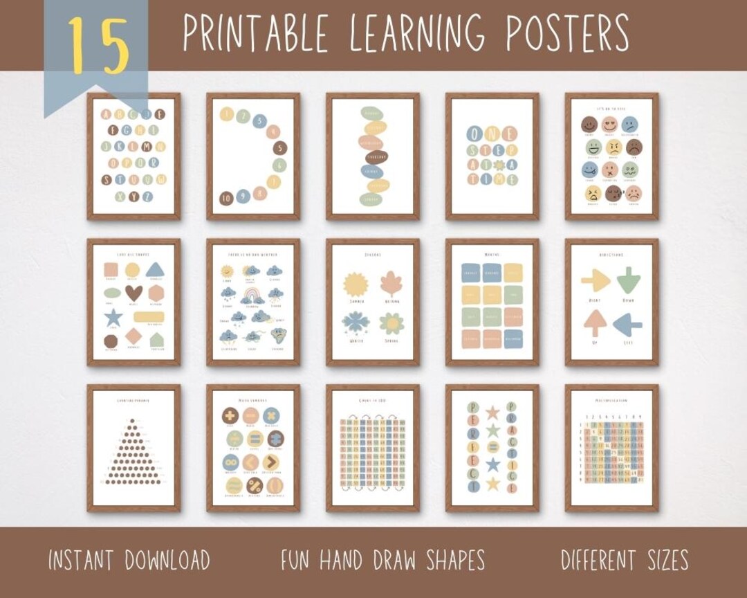 15 Educational Posters for Kids | Printable Learning Posters Set ...