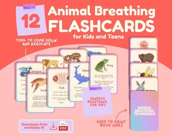 Karteikarten mit Tiermaske für Kinder - Achtsamkeit & Beruhigung zum Ausdrucken (Printable)