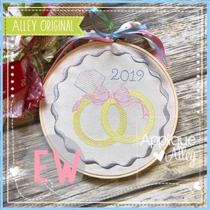 Ornament Wedding Rings Applique and Embroidery file for Embroidery machines AAEW