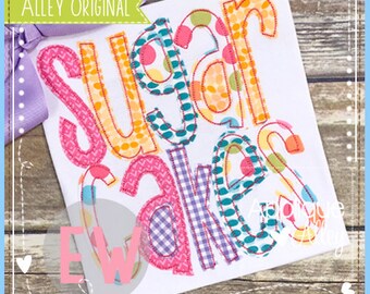Sugar Cakes Vintage Applique Font - Sketch - Quick Stitch - Embroidery Digital Design for Boys and Girls