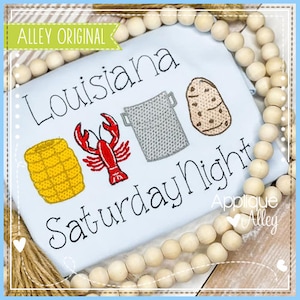 Gingham Stitched Crawfish Boil - Digital Design for use with Embroidery Machine - SKU AAEH