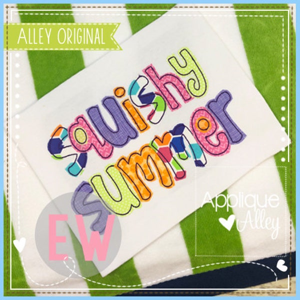 Squishy Sommer Vintage Applikation Schrift - Skizze - Quick Stitch - Stickerei digitales Design für Jungen und Mädchen