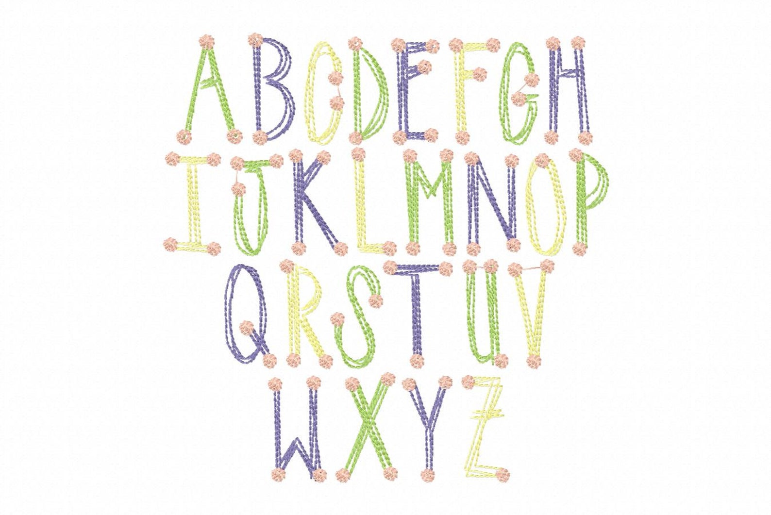 Stringy Font AA Dotted Stringy Splinter Font Design - Digital Embroidery Design ...