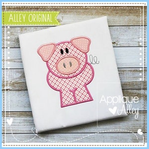 Piggly Pig Digital Applique Embroidery Design - Quick Stitch