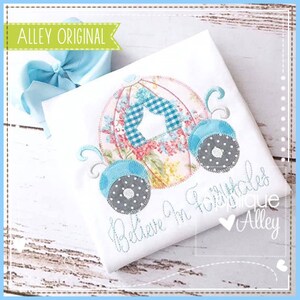 Zig Zag Princess Carriage Applique Design for Embroidery Machines AAEH