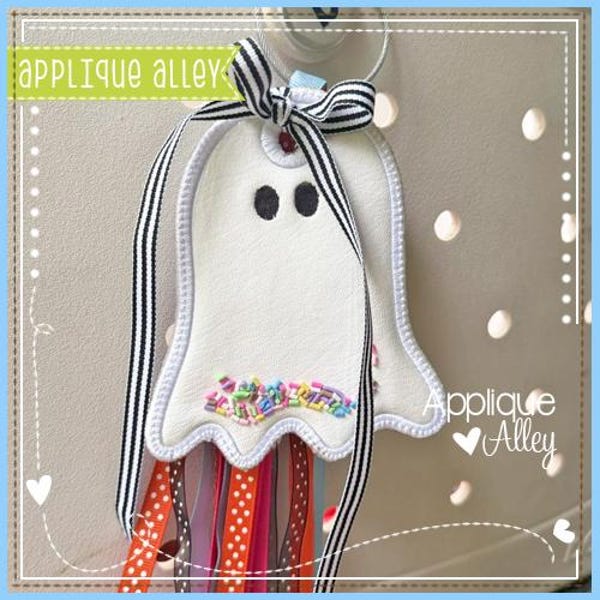 In the Hoop Ghostie Bag Tag - Digital Embroidery/ Applique Design - AAEH8783